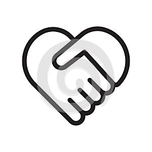 Handshake symbol forming a heart