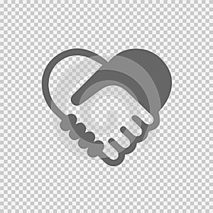 Handshake symbol forming a heart vector icon eps 10. Hands shaking
