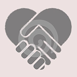 Handshake symbol forming a heart vector icon eps 10. Hands shaking