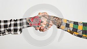 The Handshake of Tattooed Hands. AI generated