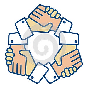 Handshake team hands logo on white