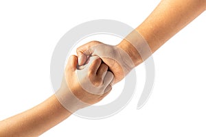 A handshake between two partners. Giving a helping hand. - Business Concept.A handshake between two partners.