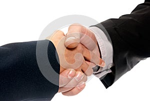 Handshake unrecognizable business man and woman