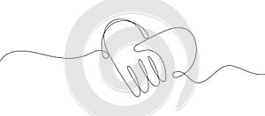 Handshake vector, heart shaped greeting in continuous line style. Symbol of friendship, agreement. Illustration of