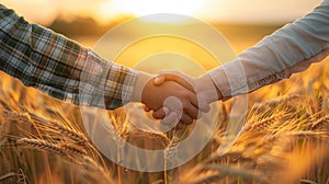 The handshake in wheat field.AI generated image