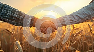 The handshake in wheat field.AI generated image