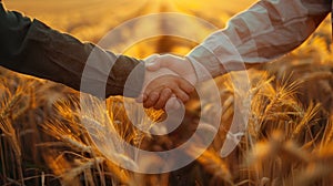 The handshake in wheatfield.AI generated image