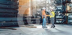 Handshake of worker and customer in warehouse