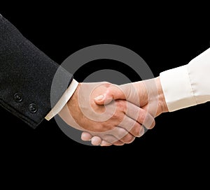 Handshaking man and woman