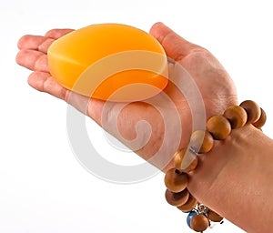 Handsoap on a hand - close up