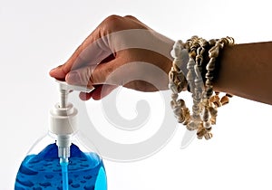 Handsoap squeezing - close up