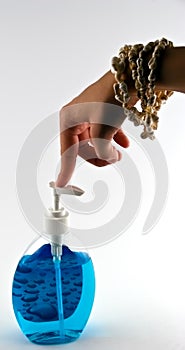 Handsoap squeezing - close up