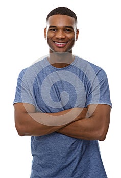 Handsome african american man smiling with arms crossed