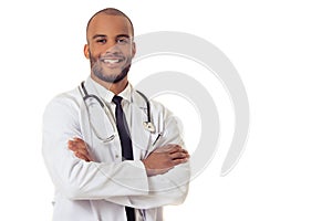 Handsome Afro American doctor