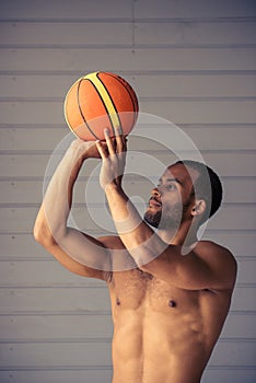 Handsome Afro American sportsman