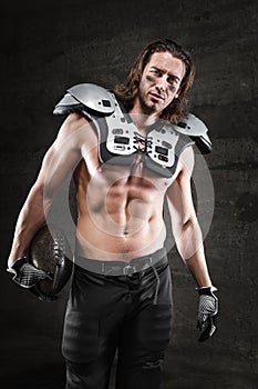 Handsome american football player