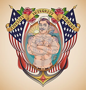 Handsome American Sailor Tattoo