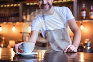 Handsome barista working