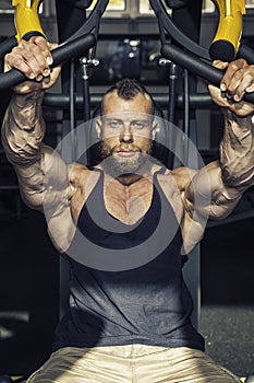 Handsome bearded bodybuilding man