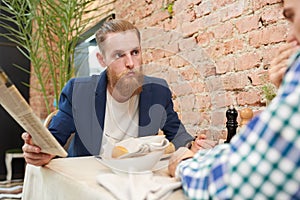 Handsome Bearded Man at Business Lunch