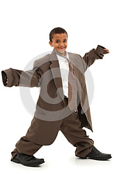 Handsome Black Boy Child in Baggy Business Suit
