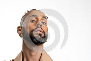 Handsome black gay man isolated on white