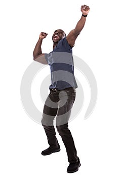 Handsome black man screaming with excitement