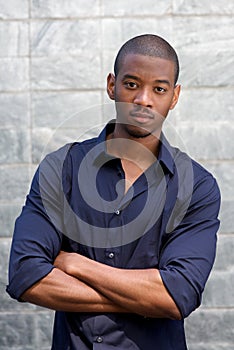 Handsome black man staring with serious face expression