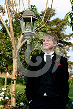 Handsome boy dressed in formal attire photo