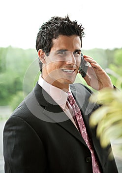 Handsome Business Man on Cell Phone