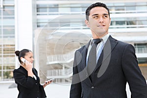 Handsome Business Man at Office Building