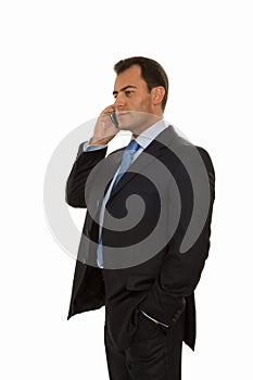 Handsome business man talking on the phone