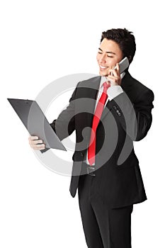 Handsome businessman with phone