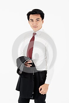 The handsome businessman with suit and smiling