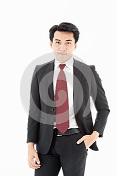 The handsome businessman with suit and smiling