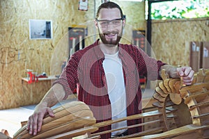 Handsome carpenter working