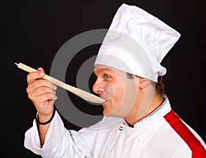 Handsome chef posing