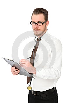 Handsome doctor with brown tie and white shirt