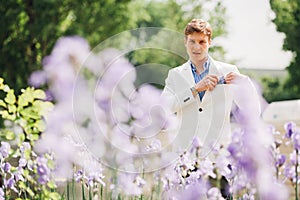 Handsome elegant man walking