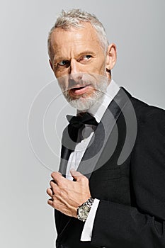 handsome elegant mature man with beard