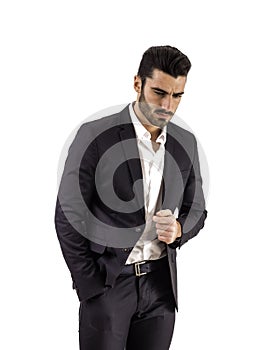 Handsome elegant young man with business suit