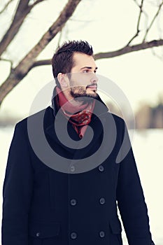 Handsome fashion bearded man with stylish hairstyle