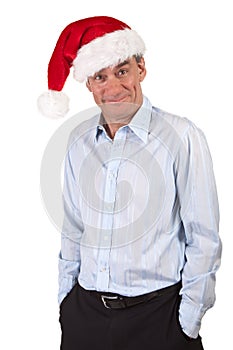 Handsome Grinning Man in Santa Hat