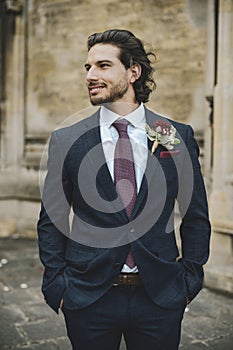 Handsome groom on his wedding day