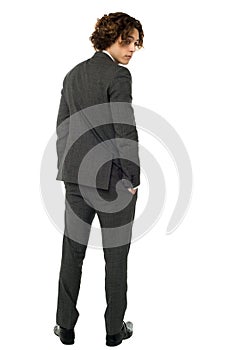Handsome guy turning back