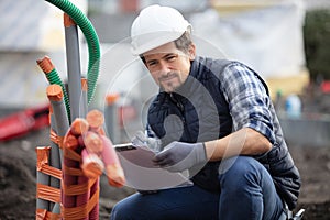 handsome hard worker people portrait at concstruction site