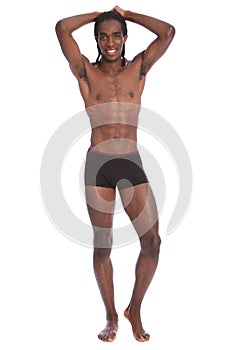 Handsome healthy body happy African American man