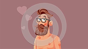 Handsome Heartthrob Man Having a Love Affair Vector Cartoon