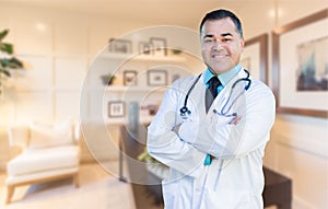 Handsome Hispanic Doctor or Nurse Standing in His Office