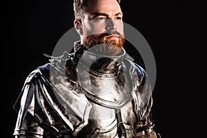 handsome knight in armor looking away